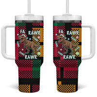 Christmas T Rex Rawr Rawr Rawr Tumbler With Handle Xmas Holiday Patterns - undefined