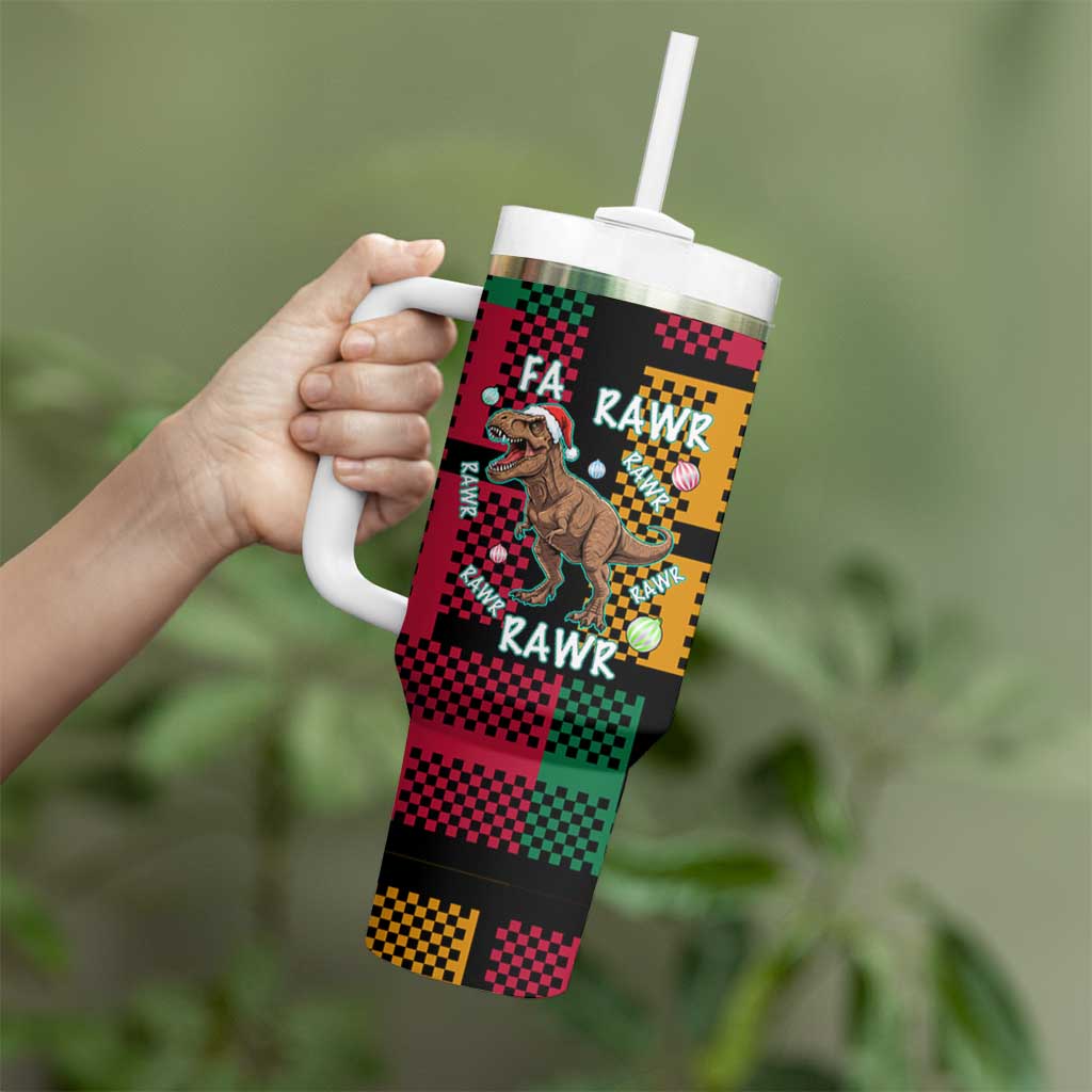 Christmas T Rex Rawr Rawr Rawr Tumbler With Handle Xmas Holiday Patterns - undefined