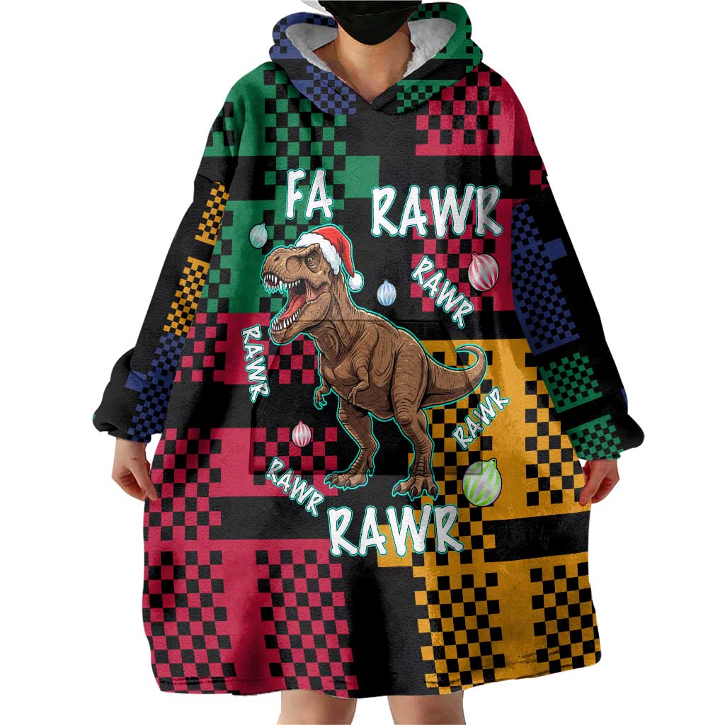 Christmas T Rex Rawr Rawr Rawr Wearable Blanket Hoodie Xmas Holiday Patterns - Wonder Print Shop