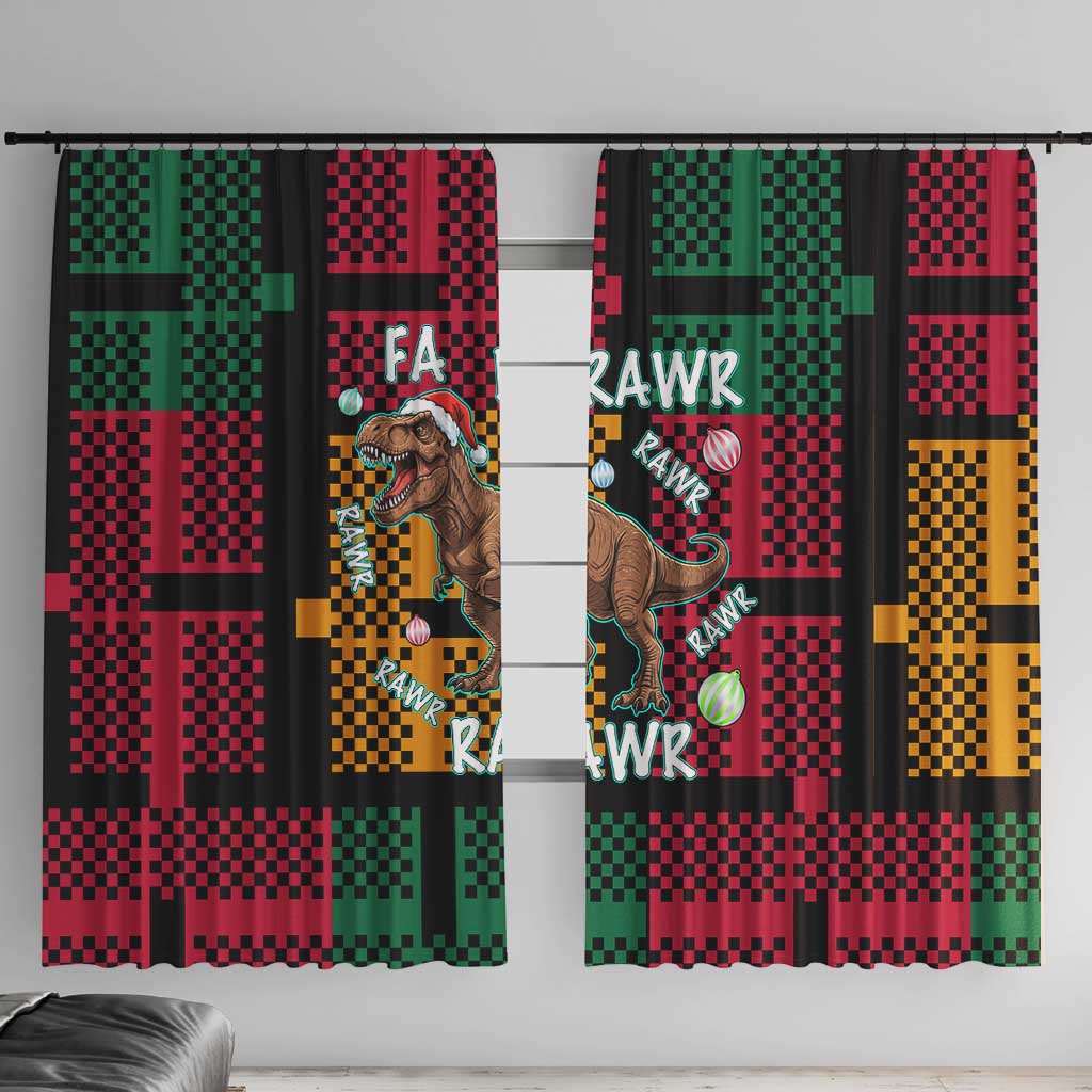 Christmas T Rex Rawr Rawr Rawr Window Curtain Xmas Holiday Patterns - Wonder Print Shop