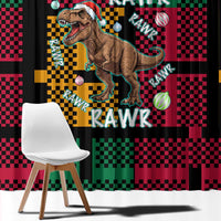 Christmas T Rex Rawr Rawr Rawr Window Curtain Xmas Holiday Patterns - Wonder Print Shop