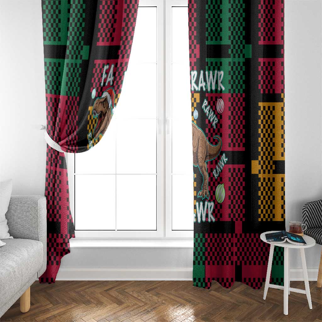 Christmas T Rex Rawr Rawr Rawr Window Curtain Xmas Holiday Patterns - Wonder Print Shop
