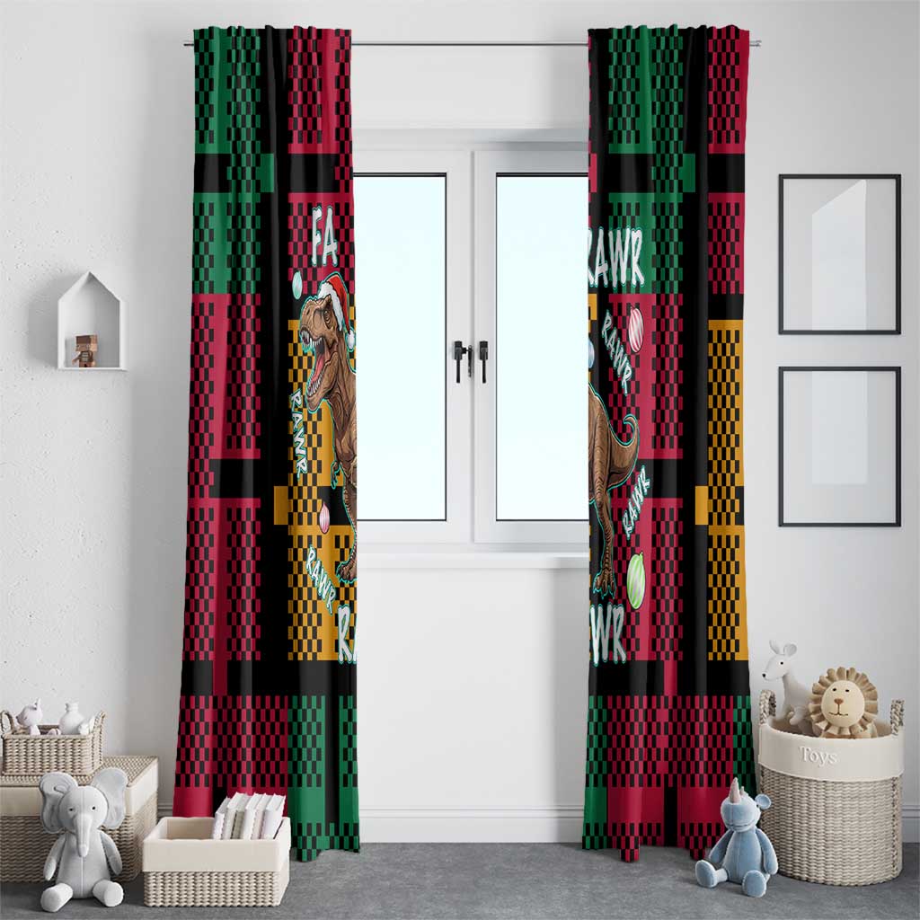 Christmas T Rex Rawr Rawr Rawr Window Curtain Xmas Holiday Patterns - Wonder Print Shop