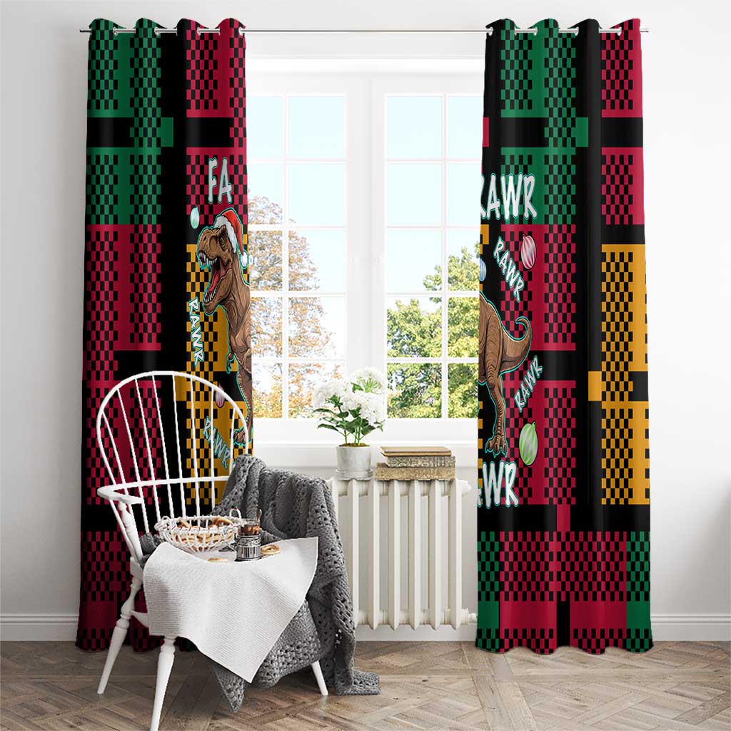 Christmas T Rex Rawr Rawr Rawr Window Curtain Xmas Holiday Patterns - Wonder Print Shop