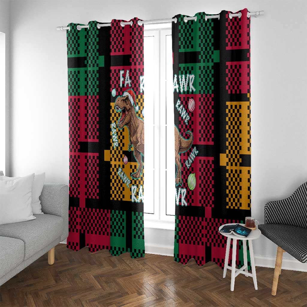 Christmas T Rex Rawr Rawr Rawr Window Curtain Xmas Holiday Patterns - Wonder Print Shop