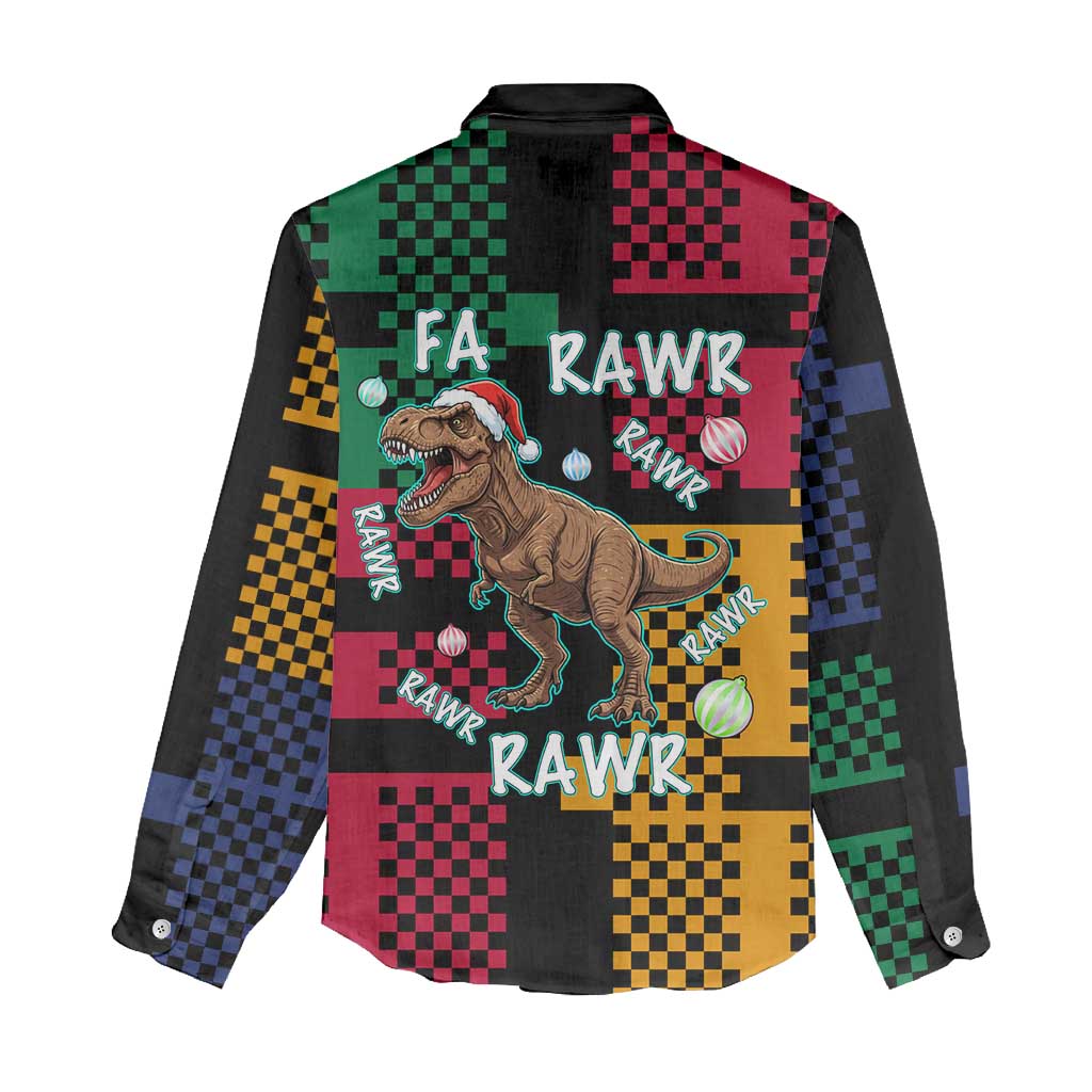 Christmas T Rex Rawr Rawr Rawr Women Casual Shirt Xmas Holiday Patterns - Wonder Print Shop