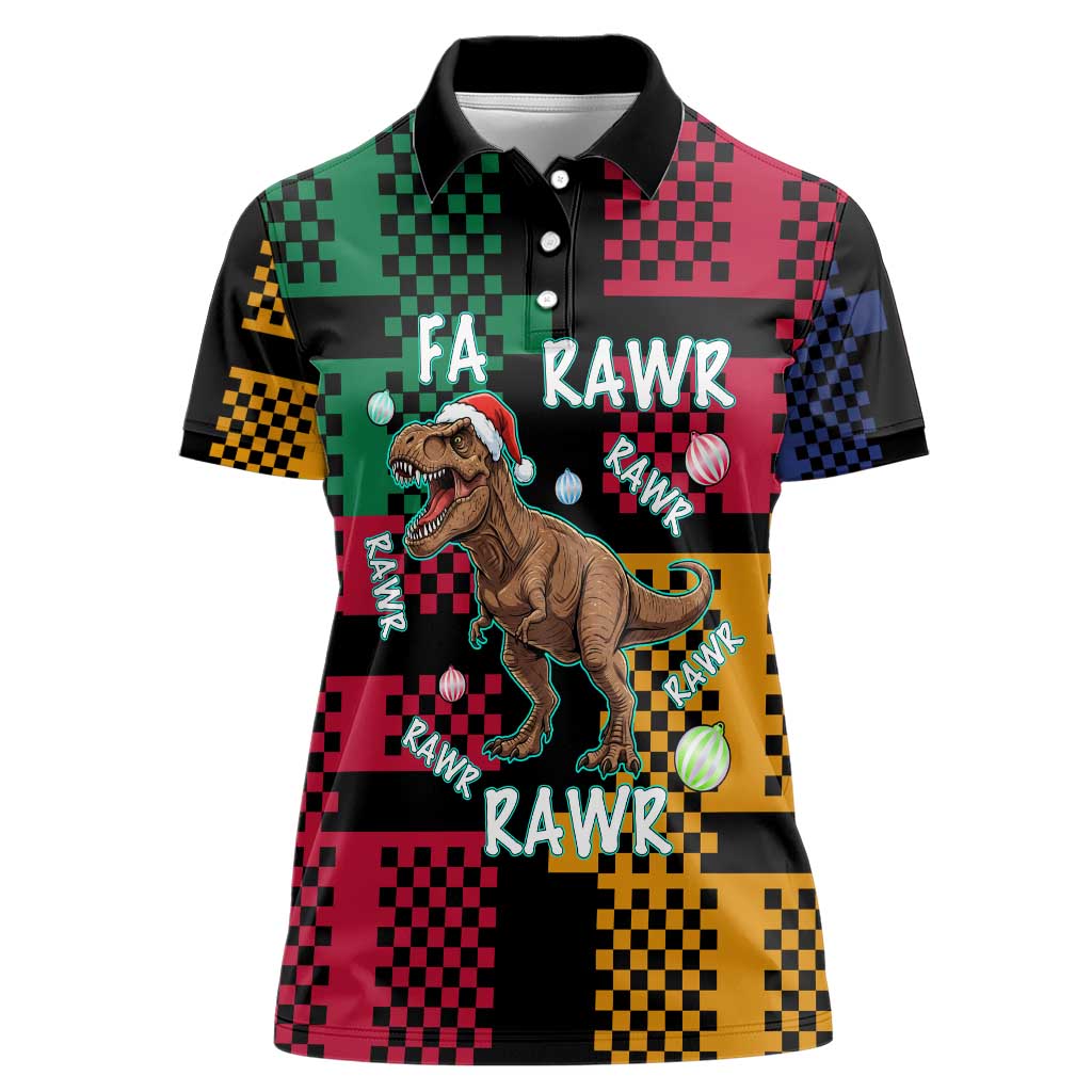 Christmas T Rex Rawr Rawr Rawr Women Polo Shirt Xmas Holiday Patterns - Wonder Print Shop
