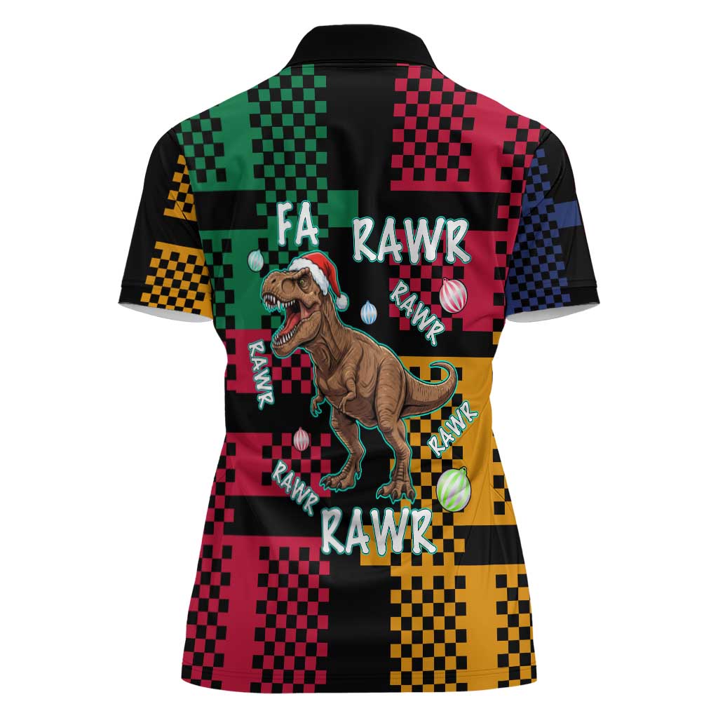 Christmas T Rex Rawr Rawr Rawr Women Polo Shirt Xmas Holiday Patterns - Wonder Print Shop