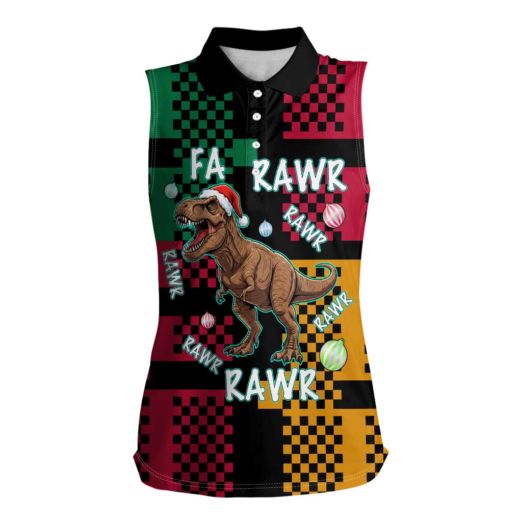 Christmas T Rex Rawr Rawr Rawr Women Sleeveless Polo Shirt Xmas Holiday Patterns - Wonder Print Shop