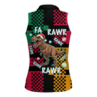 Christmas T Rex Rawr Rawr Rawr Women Sleeveless Polo Shirt Xmas Holiday Patterns - Wonder Print Shop