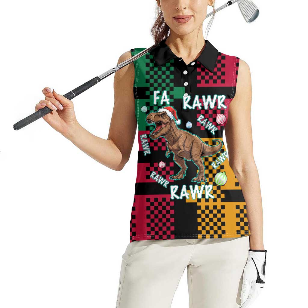 Christmas T Rex Rawr Rawr Rawr Women Sleeveless Polo Shirt Xmas Holiday Patterns - Wonder Print Shop