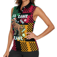 Christmas T Rex Rawr Rawr Rawr Women Sleeveless Polo Shirt Xmas Holiday Patterns - Wonder Print Shop