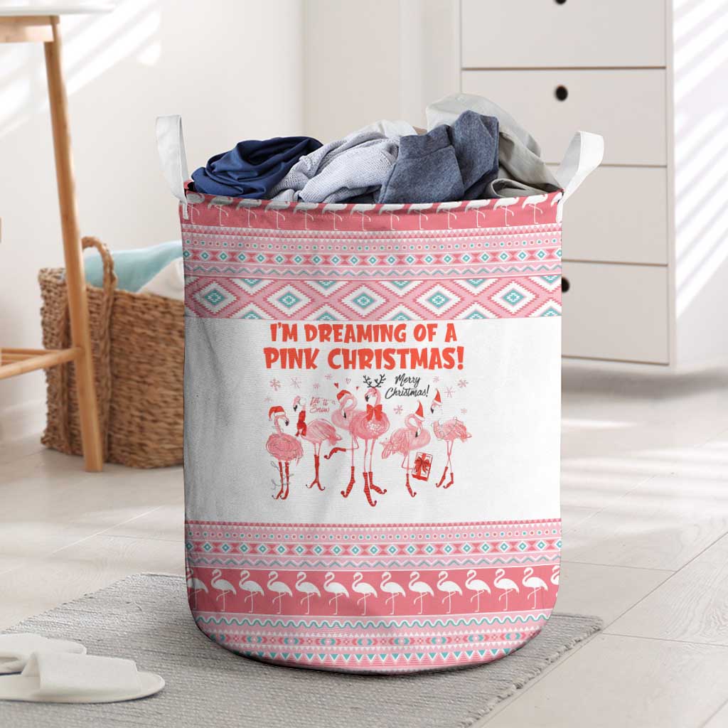 I'm Dreaming Of A Pink Christmas Flamingo Christmas Christmas Laundry Basket Xmas Holiday Patterns - Wonder Print Shop