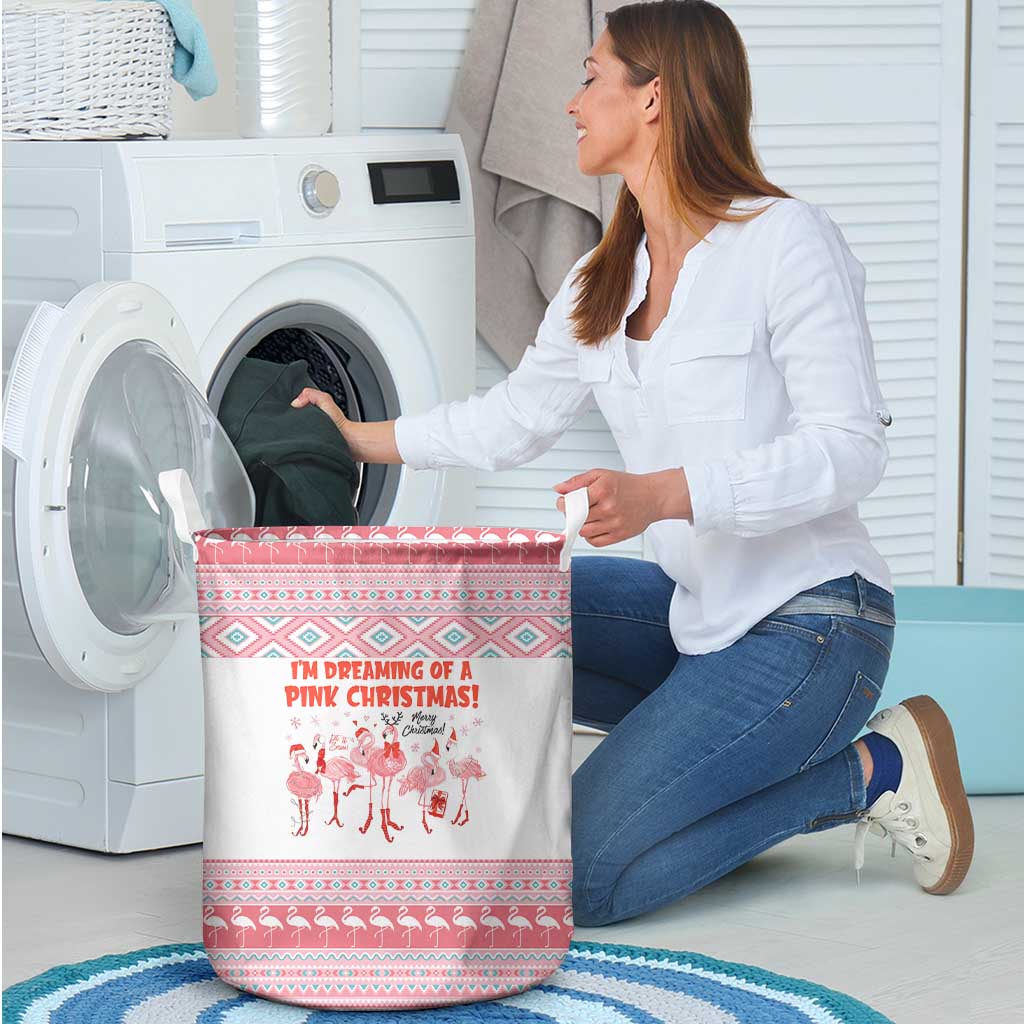 I'm Dreaming Of A Pink Christmas Flamingo Christmas Christmas Laundry Basket Xmas Holiday Patterns - Wonder Print Shop