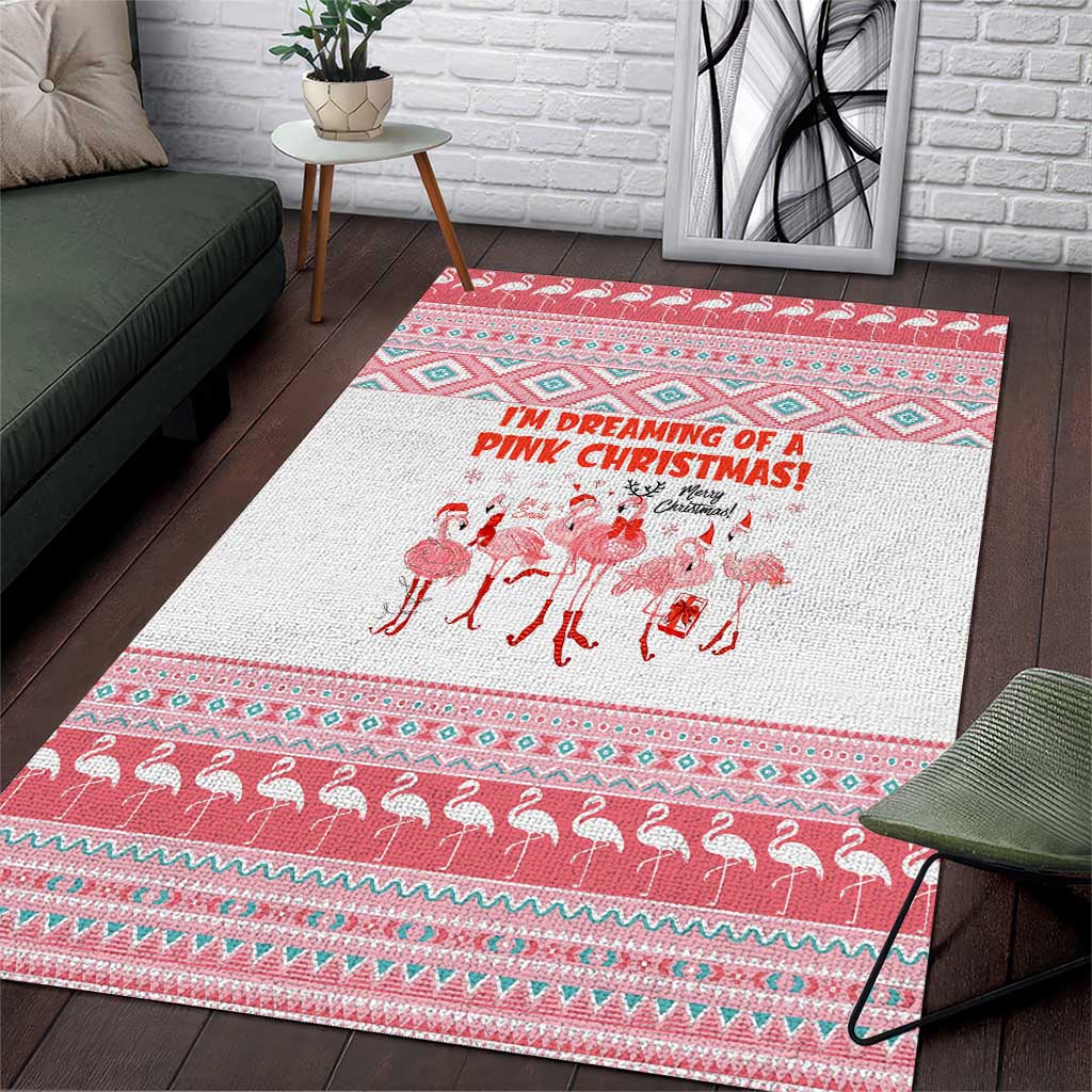 I'm Dreaming Of A Pink Christmas Flamingo Christmas Christmas Area Rug Xmas Holiday Patterns - Wonder Print Shop