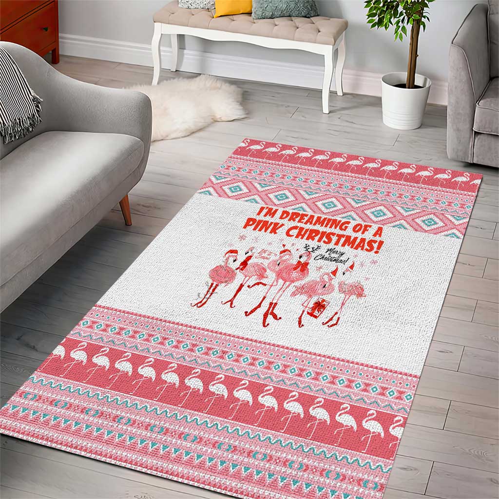I'm Dreaming Of A Pink Christmas Flamingo Christmas Christmas Area Rug Xmas Holiday Patterns - Wonder Print Shop