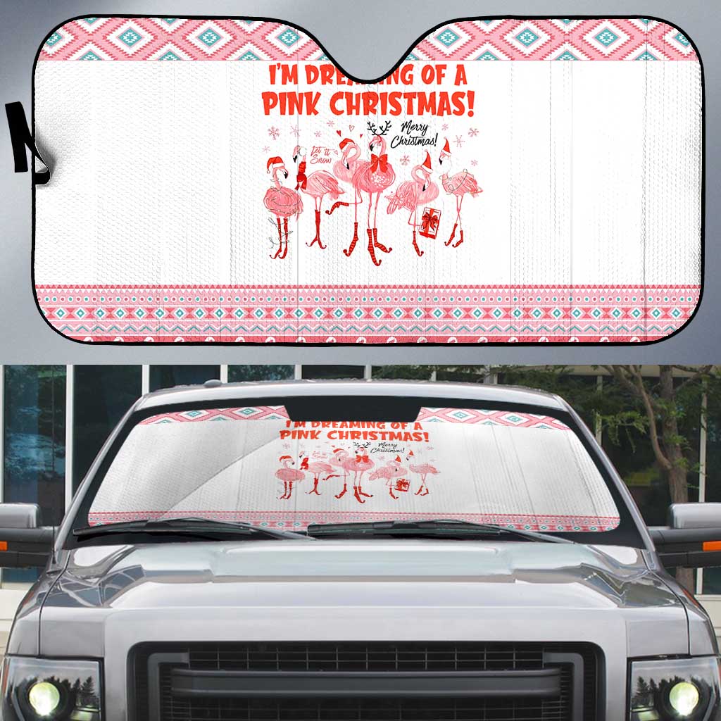 I'm Dreaming Of A Pink Christmas Flamingo Christmas Christmas Auto Sun Shade Xmas Holiday Patterns - Wonder Print Shop