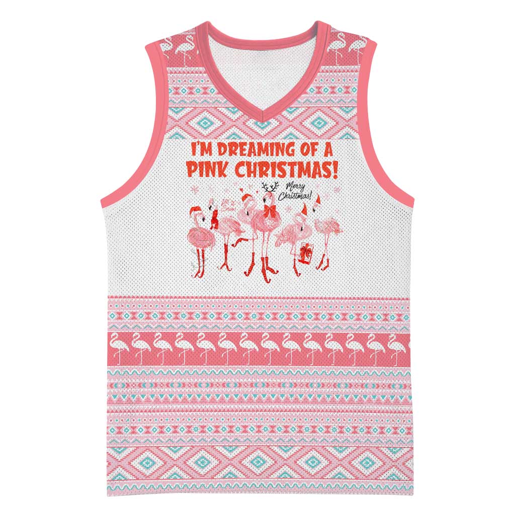 I'm Dreaming Of A Pink Christmas Flamingo Christmas Christmas Basketball Jersey Xmas Holiday Patterns - Wonder Print Shop