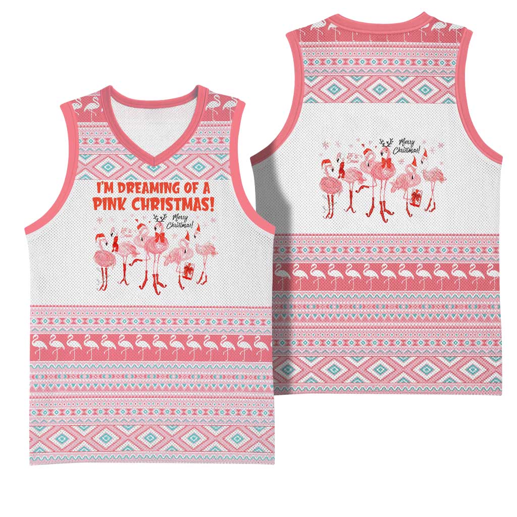 I'm Dreaming Of A Pink Christmas Flamingo Christmas Christmas Basketball Jersey Xmas Holiday Patterns - Wonder Print Shop