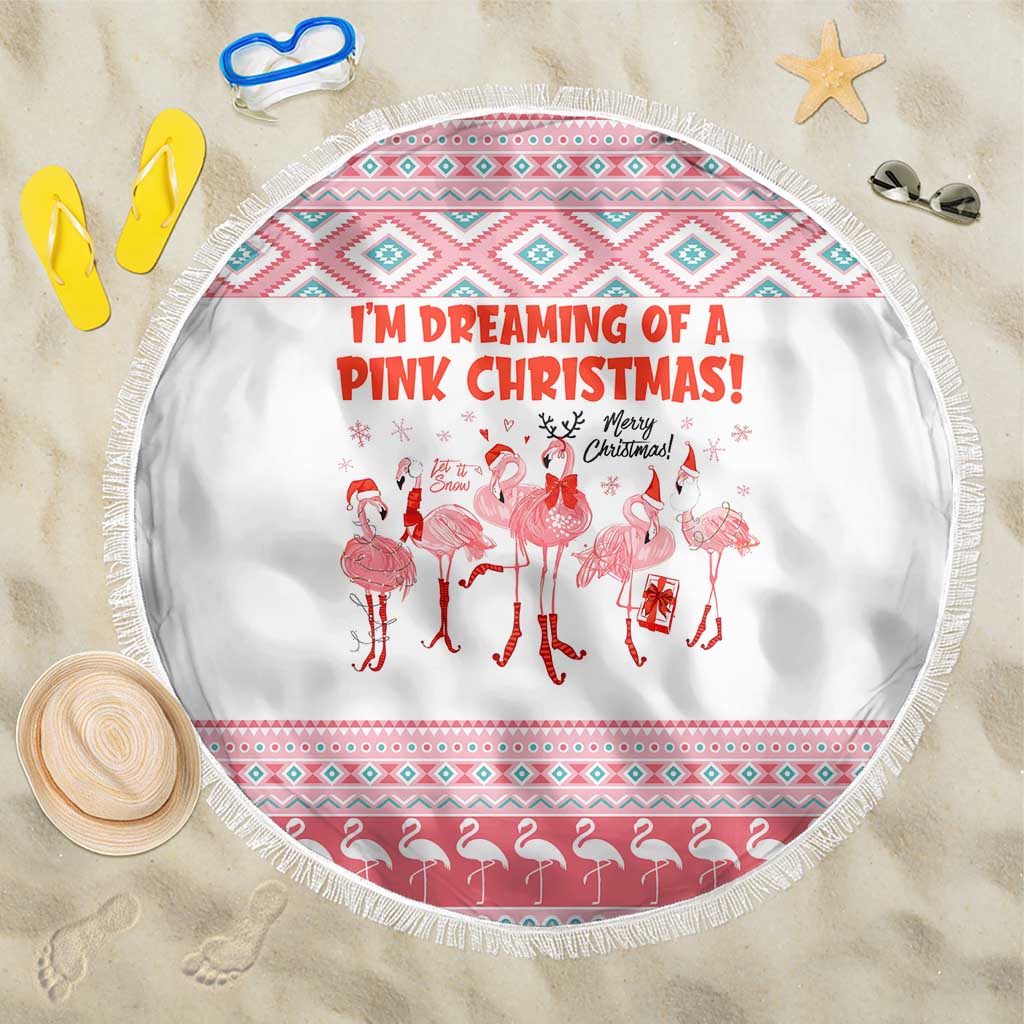 I'm Dreaming Of A Pink Christmas Flamingo Christmas Christmas Beach Blanket Xmas Holiday Patterns - Wonder Print Shop
