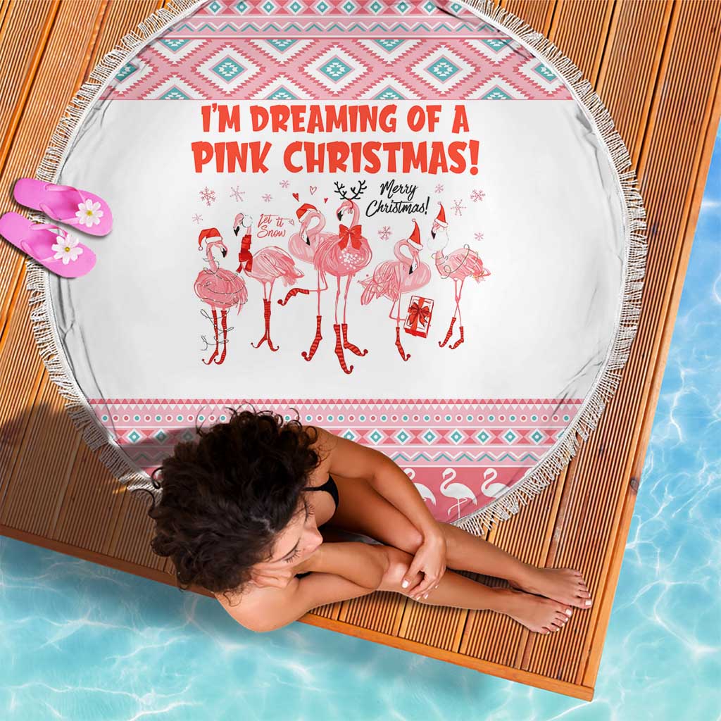 I'm Dreaming Of A Pink Christmas Flamingo Christmas Christmas Beach Blanket Xmas Holiday Patterns - Wonder Print Shop