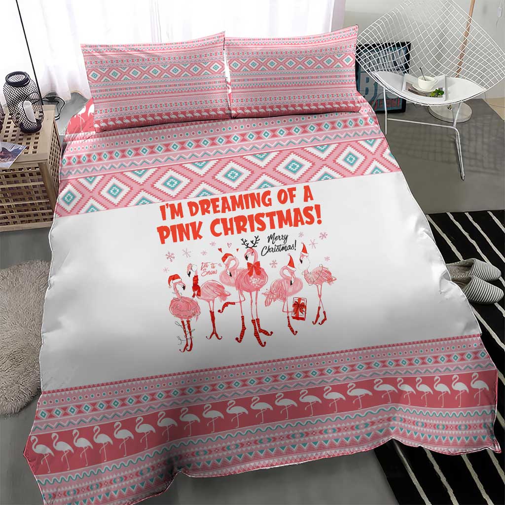 I'm Dreaming Of A Pink Christmas Flamingo Christmas Christmas Bedding Set Xmas Holiday Patterns - Wonder Print Shop