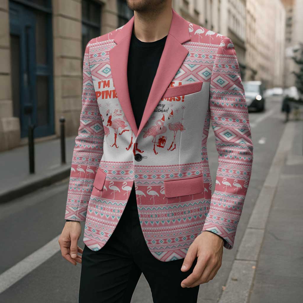 I'm Dreaming Of A Pink Christmas Flamingo Christmas Christmas Blazer Xmas Holiday Patterns - Wonder Print Shop