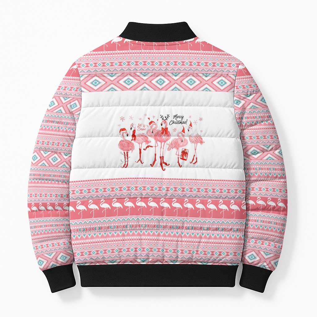 I'm Dreaming Of A Pink Christmas Flamingo Christmas Christmas Bomber Puffer Jacket Xmas Holiday Patterns - Wonder Print Shop