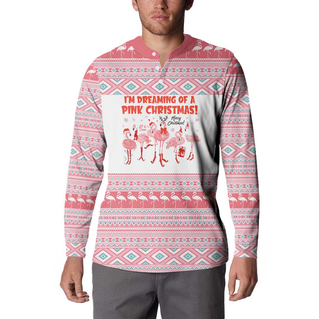 I'm Dreaming Of A Pink Christmas Flamingo Christmas Christmas Button Sweatshirt Xmas Holiday Patterns - Wonder Print Shop