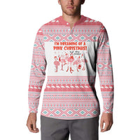 I'm Dreaming Of A Pink Christmas Flamingo Christmas Christmas Button Sweatshirt Xmas Holiday Patterns - Wonder Print Shop