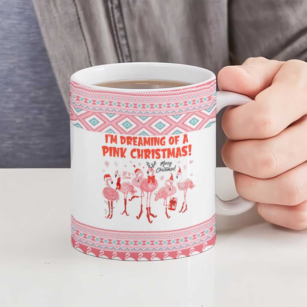 I'm Dreaming Of A Pink Christmas Flamingo Christmas Christmas Ceramic Mug Xmas Holiday Patterns - Wonder Print Shop