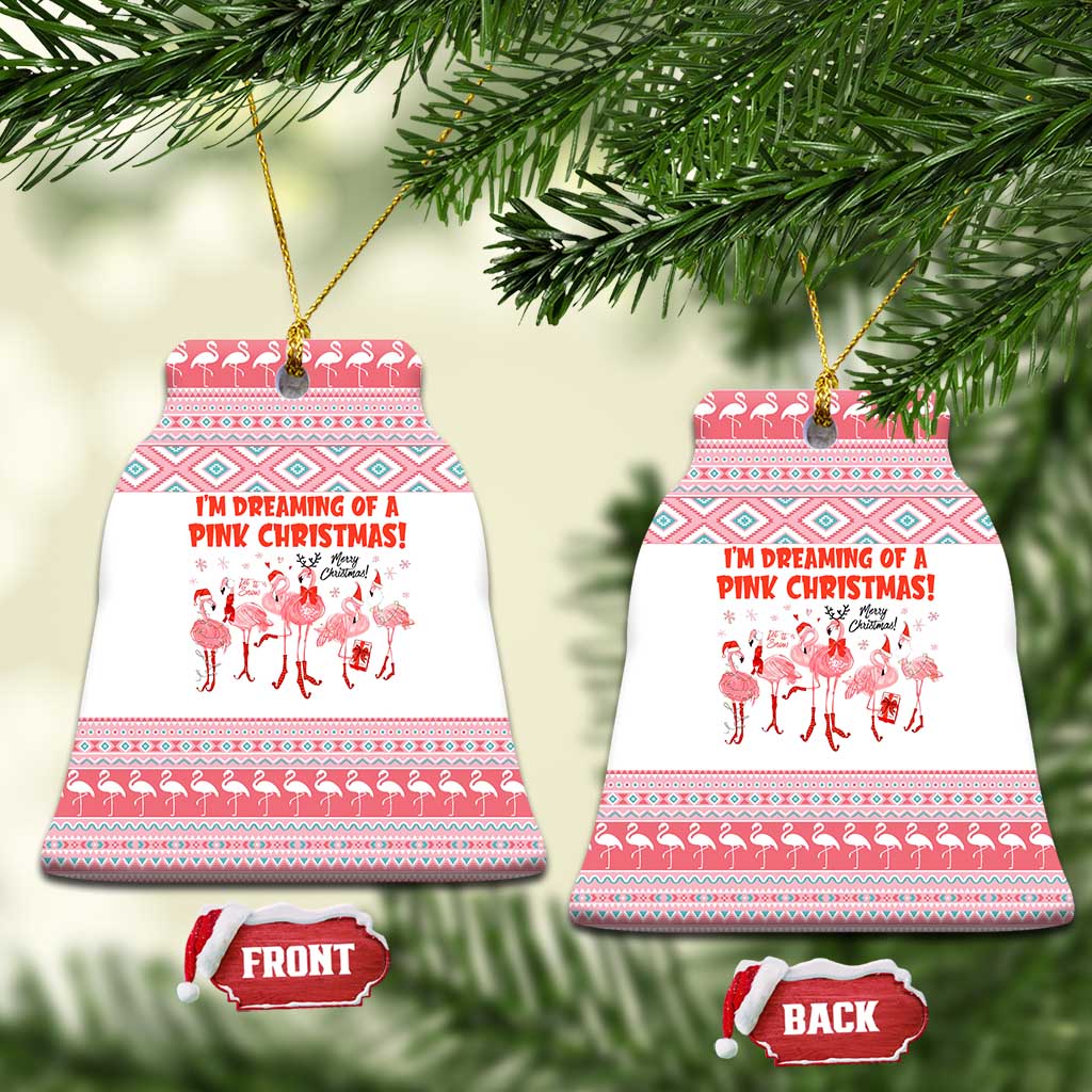 I'm Dreaming Of A Pink Christmas Flamingo Christmas Ceramic Ornament Xmas Holiday Patterns - Wonder Print Shop
