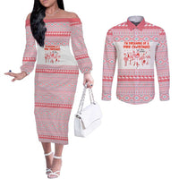 I'm Dreaming Of A Pink Christmas Flamingo Christmas Christmas Couples Matching Off The Shoulder Long Sleeve Dress and Long Sleeve Button Shirt Xmas Holiday Patterns - Wonder Print Shop