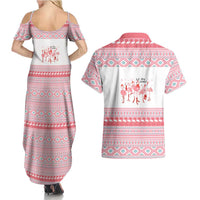 I'm Dreaming Of A Pink Christmas Flamingo Christmas Christmas Couples Matching Summer Maxi Dress and Hawaiian Shirt Xmas Holiday Patterns - undefined