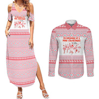 I'm Dreaming Of A Pink Christmas Flamingo Christmas Christmas Couples Matching Summer Maxi Dress and Long Sleeve Button Shirt Xmas Holiday Patterns - Wonder Print Shop
