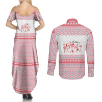 I'm Dreaming Of A Pink Christmas Flamingo Christmas Christmas Couples Matching Summer Maxi Dress and Long Sleeve Button Shirt Xmas Holiday Patterns - Wonder Print Shop
