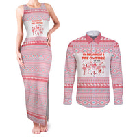 I'm Dreaming Of A Pink Christmas Flamingo Christmas Christmas Couples Matching Tank Maxi Dress and Long Sleeve Button Shirt Xmas Holiday Patterns - Wonder Print Shop