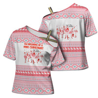I'm Dreaming Of A Pink Christmas Flamingo Christmas Christmas Cross Shoulder Shirt Xmas Holiday Patterns - Wonder Print Shop