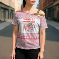 I'm Dreaming Of A Pink Christmas Flamingo Christmas Christmas Cross Shoulder Shirt Xmas Holiday Patterns - Wonder Print Shop