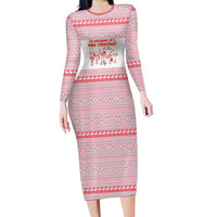I'm Dreaming Of A Pink Christmas Flamingo Christmas Christmas Family Matching Long Sleeve Bodycon Dress and Hawaiian Shirt Xmas Holiday Patterns - Wonder Print Shop