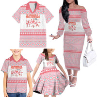 I'm Dreaming Of A Pink Christmas Flamingo Christmas Christmas Family Matching Off The Shoulder Long Sleeve Dress and Hawaiian Shirt Xmas Holiday Patterns - Wonder Print Shop
