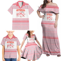 I'm Dreaming Of A Pink Christmas Flamingo Christmas Christmas Family Matching Off Shoulder Maxi Dress and Hawaiian Shirt Xmas Holiday Patterns - Wonder Print Shop