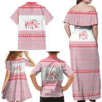 I'm Dreaming Of A Pink Christmas Flamingo Christmas Christmas Family Matching Off Shoulder Maxi Dress and Hawaiian Shirt Xmas Holiday Patterns - Wonder Print Shop