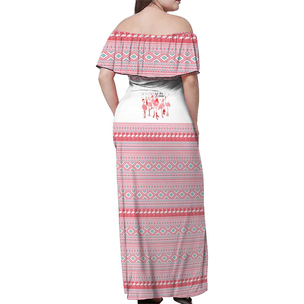 I'm Dreaming Of A Pink Christmas Flamingo Christmas Christmas Family Matching Off Shoulder Maxi Dress and Hawaiian Shirt Xmas Holiday Patterns - Wonder Print Shop
