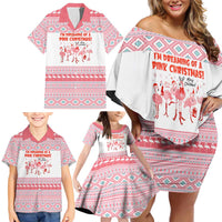 I'm Dreaming Of A Pink Christmas Flamingo Christmas Christmas Family Matching Off Shoulder Short Dress and Hawaiian Shirt Xmas Holiday Patterns - Wonder Print Shop