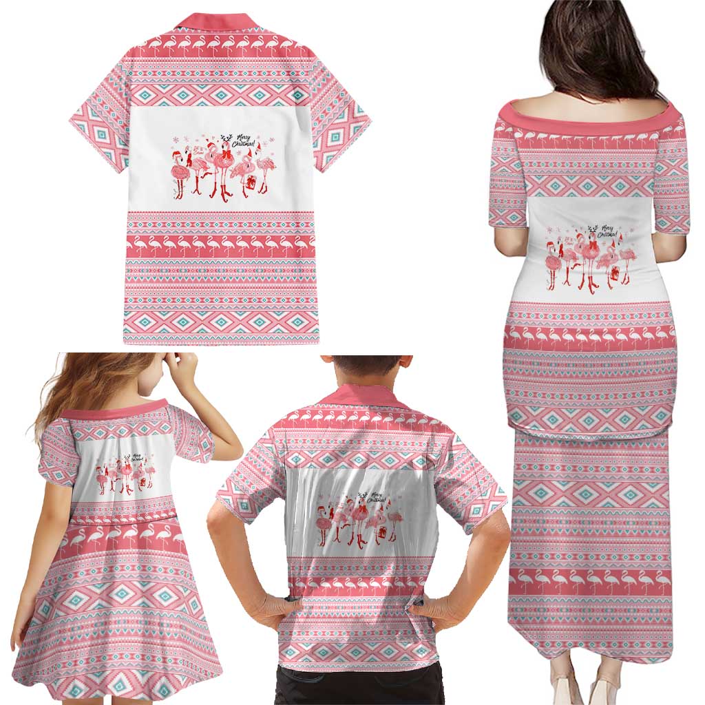 I'm Dreaming Of A Pink Christmas Flamingo Christmas Christmas Family Matching Puletasi and Hawaiian Shirt Xmas Holiday Patterns - Wonder Print Shop