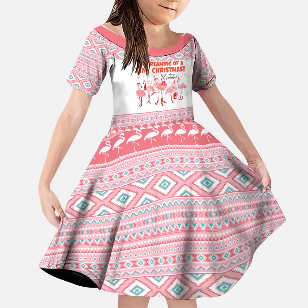 I'm Dreaming Of A Pink Christmas Flamingo Christmas Christmas Family Matching Short Sleeve Bodycon Dress and Hawaiian Shirt Xmas Holiday Patterns - Wonder Print Shop