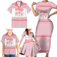 I'm Dreaming Of A Pink Christmas Flamingo Christmas Christmas Family Matching Short Sleeve Bodycon Dress and Hawaiian Shirt Xmas Holiday Patterns - Wonder Print Shop