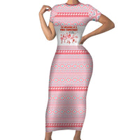I'm Dreaming Of A Pink Christmas Flamingo Christmas Christmas Family Matching Short Sleeve Bodycon Dress and Hawaiian Shirt Xmas Holiday Patterns - Wonder Print Shop