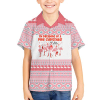 I'm Dreaming Of A Pink Christmas Flamingo Christmas Christmas Family Matching Short Sleeve Bodycon Dress and Hawaiian Shirt Xmas Holiday Patterns - Wonder Print Shop